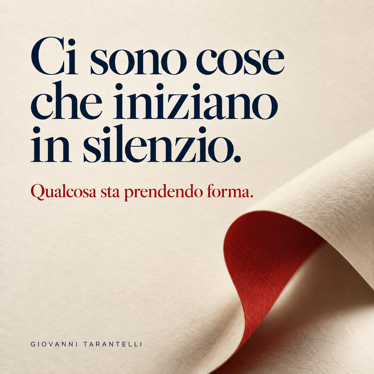Ci sono cose che iniziano in silenzio. Qualcosa sta prendendo forma.